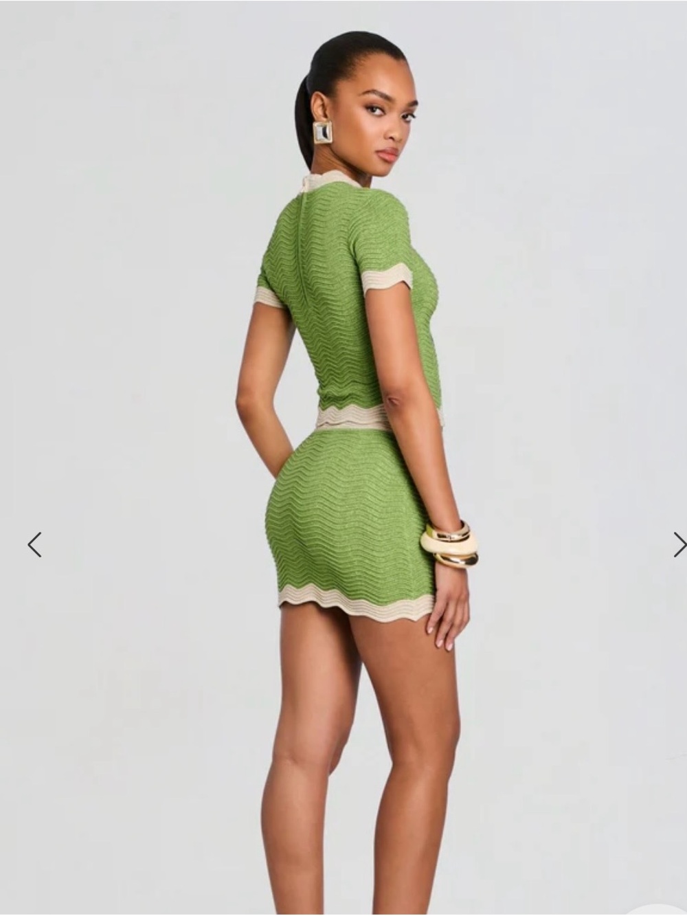 Retrofete Green Mini Knit Two-Piece with Cream Trim - Picture 2 of 10